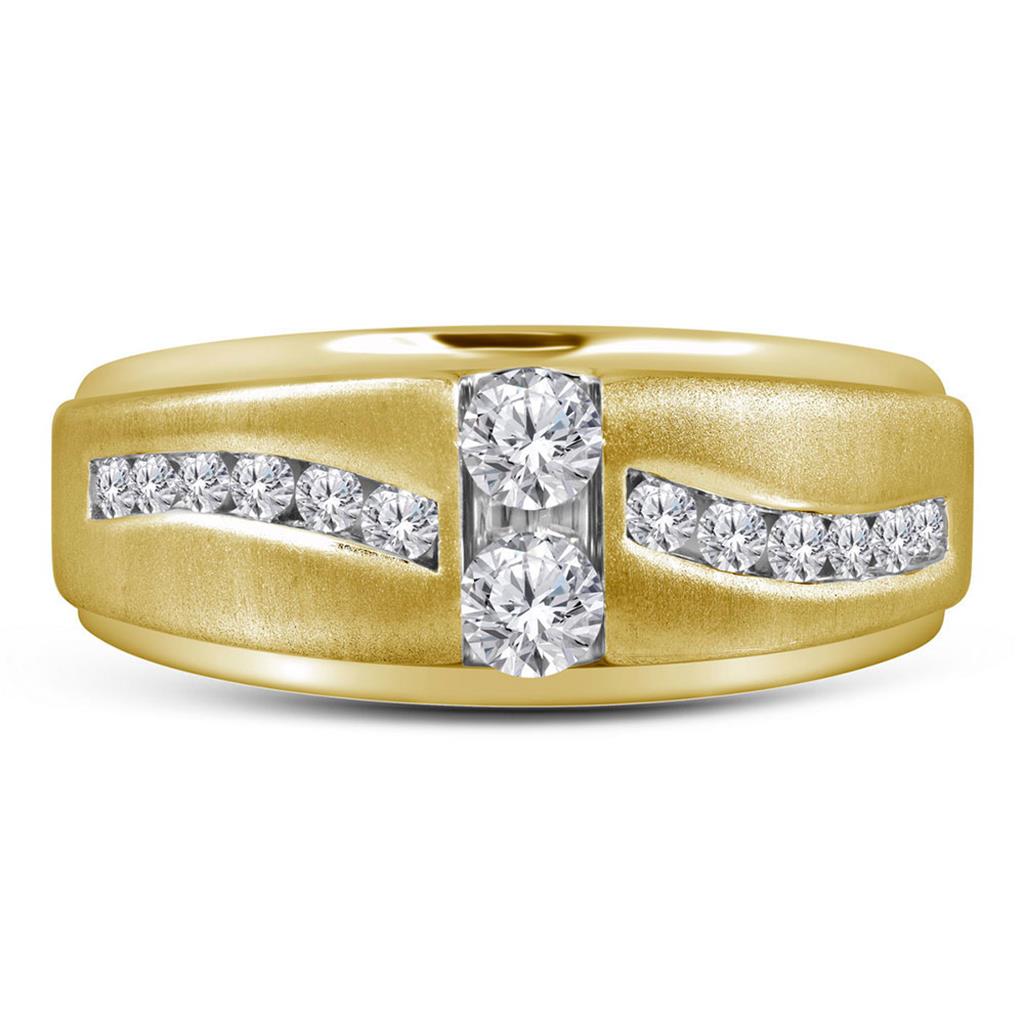 10k Brush Finished Yellow Gold Round Diamond Wedding Band Ring 5/8 Cttw
