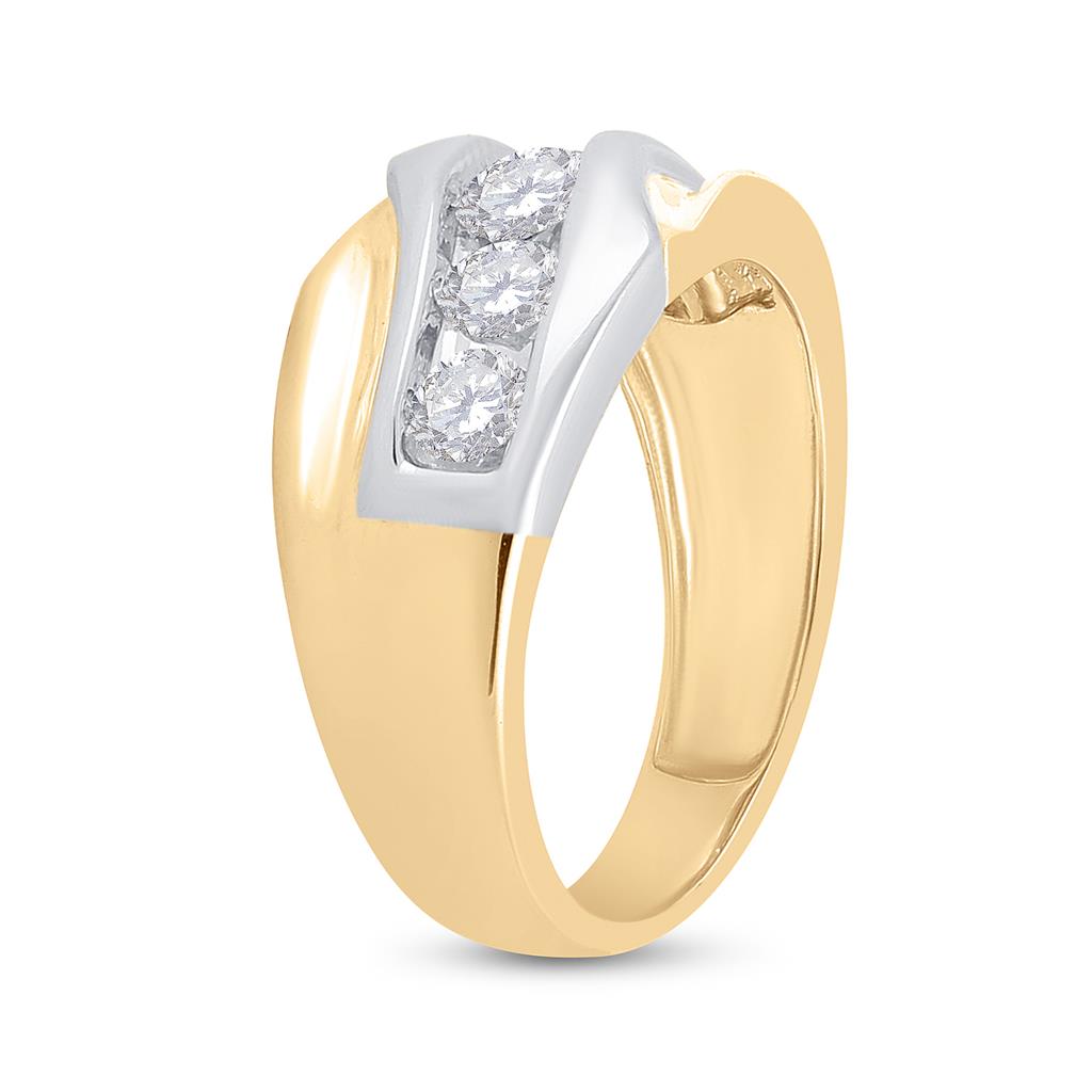14k Yellow Gold Round Diamond 5-Stone Band Ring 1 Cttw