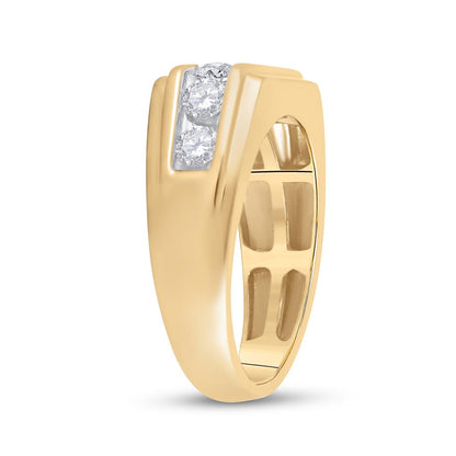 10k Yellow Gold Round Diamond Flat Top Band Ring 1 Cttw