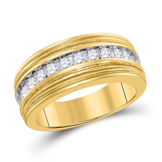 10k Yellow Gold Round Diamond Milgrain Wedding Band Ring 1 Cttw