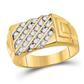 10k Yellow Gold Round Diamond Diagonal Stripe Band Ring 1/2 Cttw
