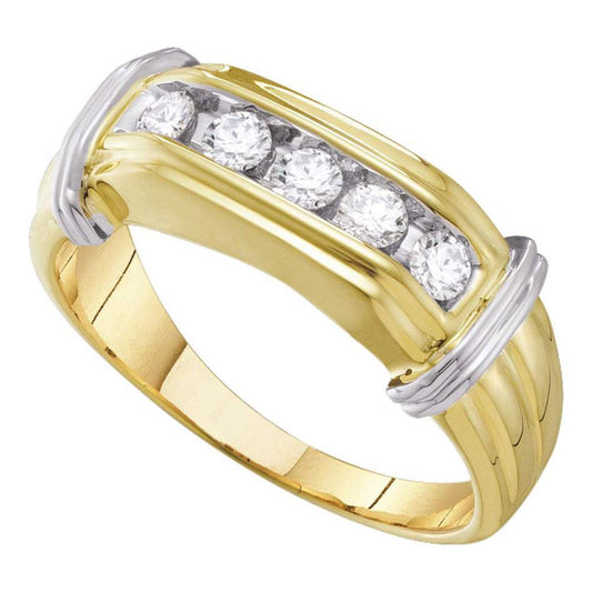 10k Yellow Gold Round 5- Stone Diamond Wedding Band Ring