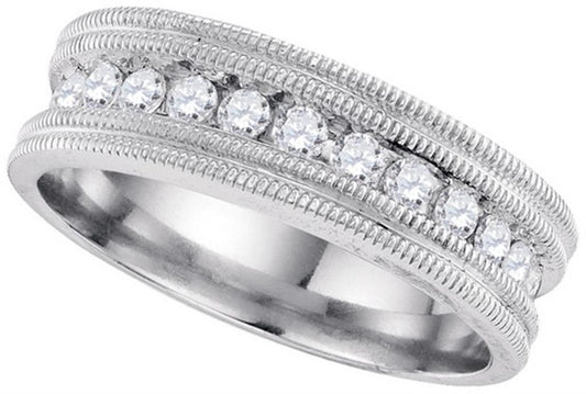 1/2 Ct. Natural Diamond Men's Wedding Band Ring in 10K White Gold