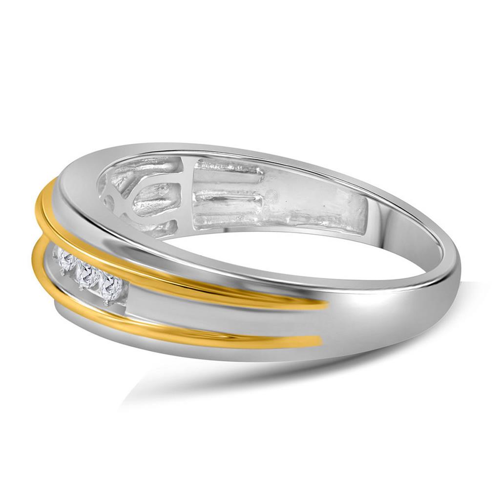 14k White Two-tone Gold Round Diamond Wedding Band 1/4 Cttw