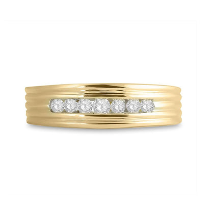 10k Yellow Gold Round Diamond Wedding Single Row Band Ring 1/4 Cttw