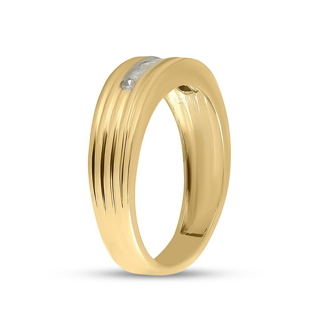 10k Yellow Gold Round Diamond Wedding Single Row Band Ring 1/4 Cttw