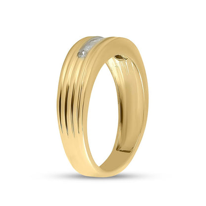10k Yellow Gold Round Diamond Wedding Single Row Band Ring 1/4 Cttw