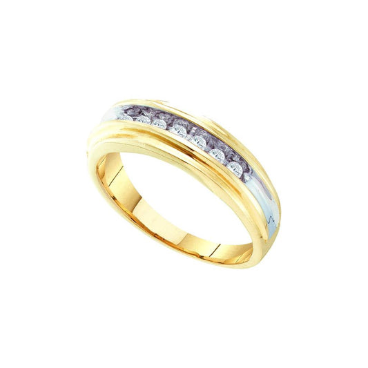 14k Yellow Gold Round Diamond Wedding Band 1/4 Cttw