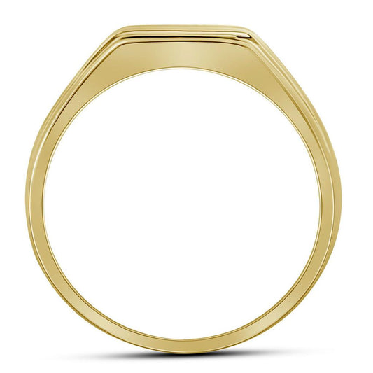 10k Yellow Gold Round Diamond Flat Top Band Ring 1/4 Cttw