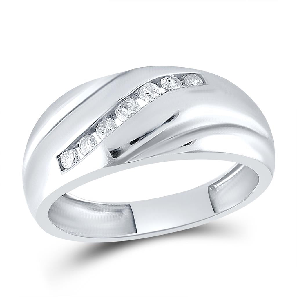 Sterling Silver Round Diamond Band Ring 1/4 Cttw
