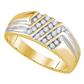10k Yellow Gold Round Diamond Stripe Cluster Band Ring 1/4 Cttw
