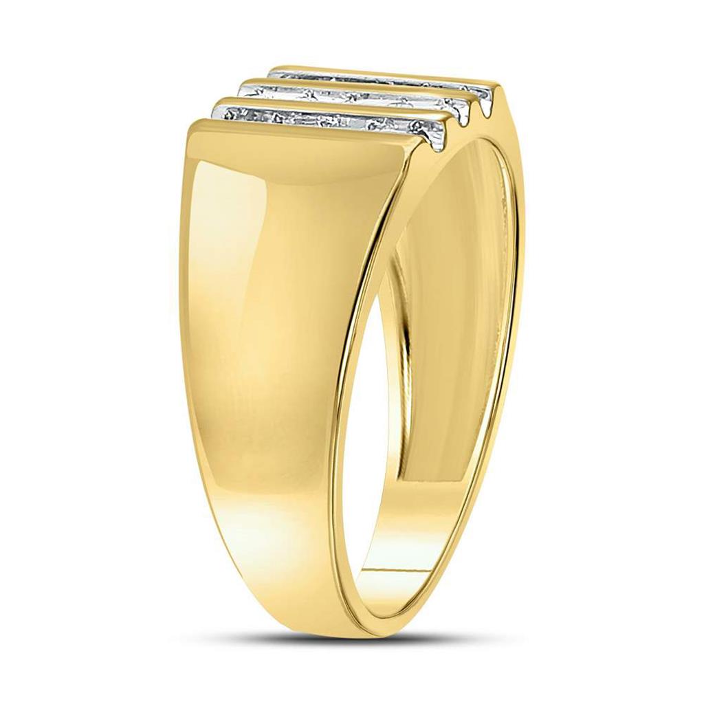 10kt Yellow Gold Round Channel-set Diamond Triple Row Wedding Band Ring 1/4 Cttw