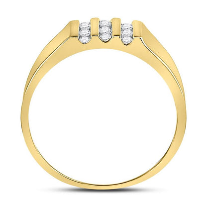 10kt Yellow Gold Round Channel-set Diamond Triple Row Wedding Band Ring 1/4 Cttw