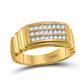 10k Yellow Gold Round Diamond Triple Row Band Ring 1/4 Cttw