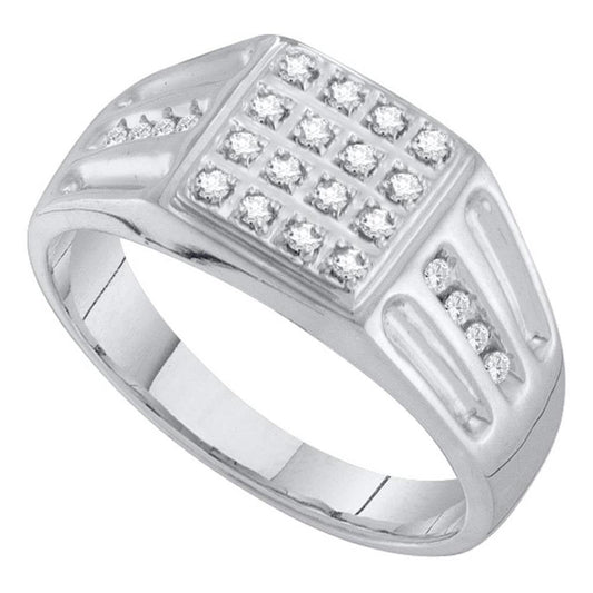 1/4 Ct. Natural Diamond Men's Statement Ring in Solid 14K White Gold