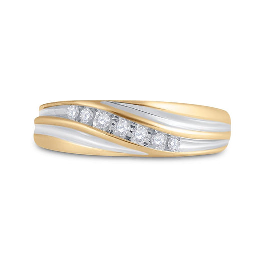 10k Two-tone Gold Round Diamond Wedding Band Ring 1/6 Cttw