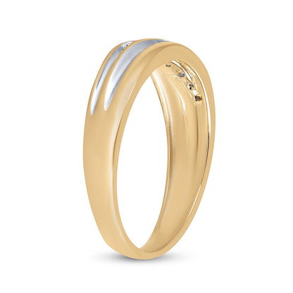 10k Two-tone Gold Round Diamond Wedding Band Ring 1/6 Cttw