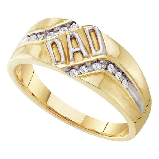 14K White Gold Round Diamond Dad Father Band Ring 1/8 Cttw