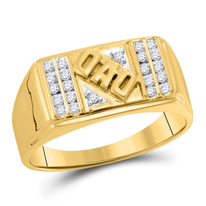 10k Yellow Gold Round Diamond Dad Father Ring 1/8 Cttw
