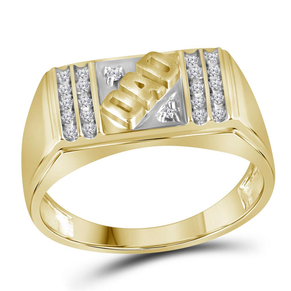 10k Yellow Gold Round Diamond Dad Father Ring 1/8 Cttw