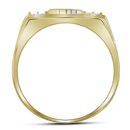 10k Yellow Gold Round Diamond Dad Father Ring 1/8 Cttw