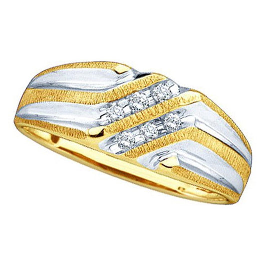 14k Yellow Gold Round Diamond Wedding Band Ring 1/8 Cttw