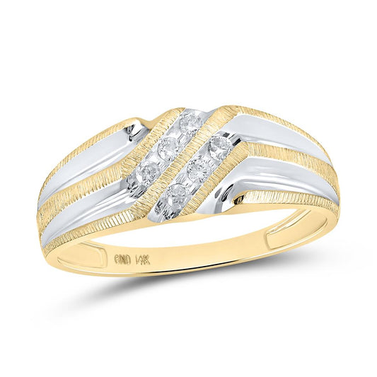 10k Two-tone Gold Round Diamond Wedding Band Ring 1/8 Cttw