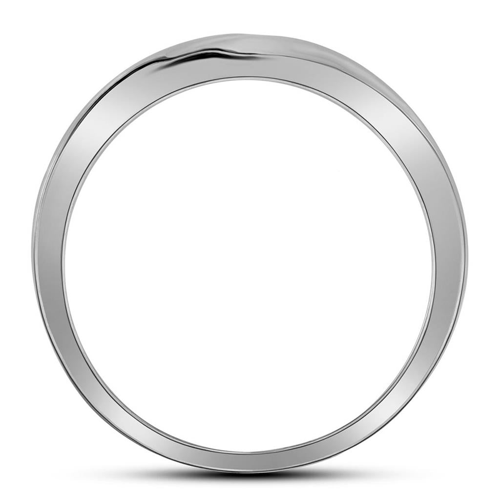 14k White Gold Round Diamond Single Row Fashion Band Ring 1/8 Cttw