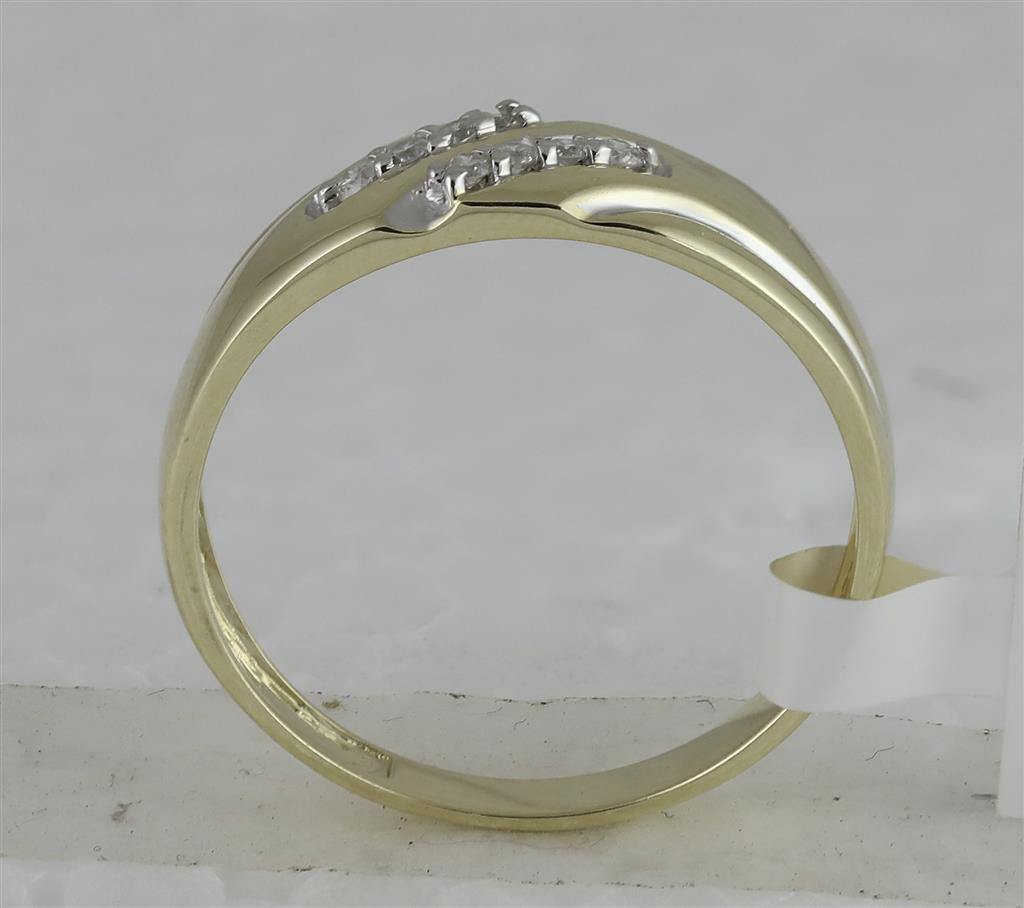 10k Yellow Gold Round Diamond Two-tone Wedding Band Ring 1/8 Cttw