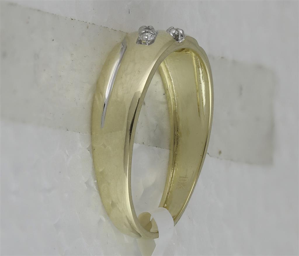10k Yellow Gold Round Diamond Two-tone Wedding Band Ring 1/8 Cttw