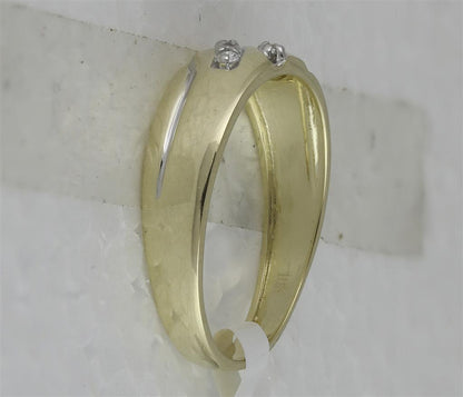10k Yellow Gold Round Diamond Two-tone Wedding Band Ring 1/8 Cttw