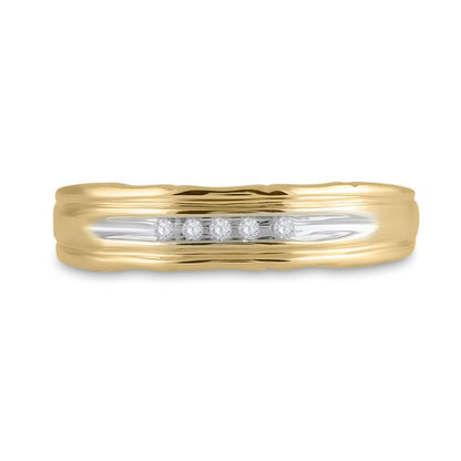 10k Yellow Gold Round Diamond Wedding Band Ring 1/20 Cttw