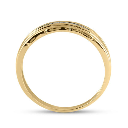 10k Yellow Gold Round Diamond Wedding Band Ring 1/20 Cttw