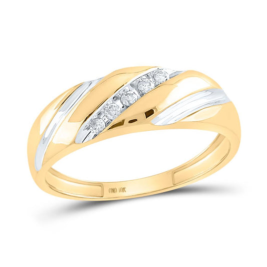 14k Two-tone Gold Round Diamond Wedding Band Ring 1/10 Cttw