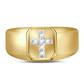 10k Yellow Gold Round Diamond Cross Band Ring 1/20 Cttw