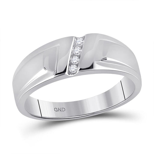 14k White Gold Round Diamond Band Ring 1/20 Cttw