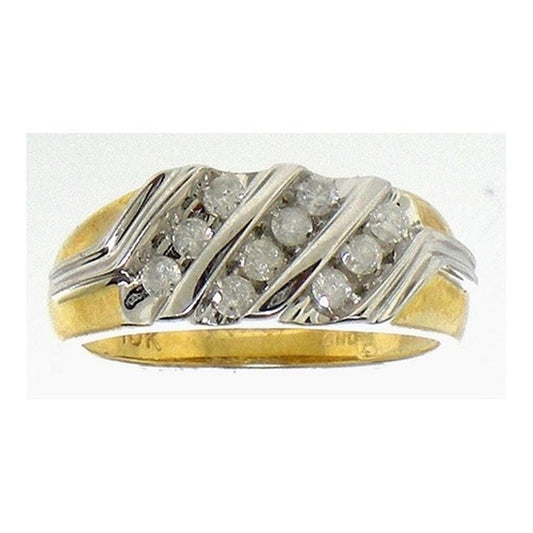 14k Yellow Gold Round Diamond Wedding Triple Row Band Ring 1/2 Cttw