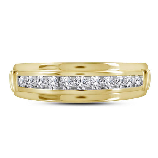 14k Yellow Gold Round Diamond Wedding Band Ring 1/2 Cttw