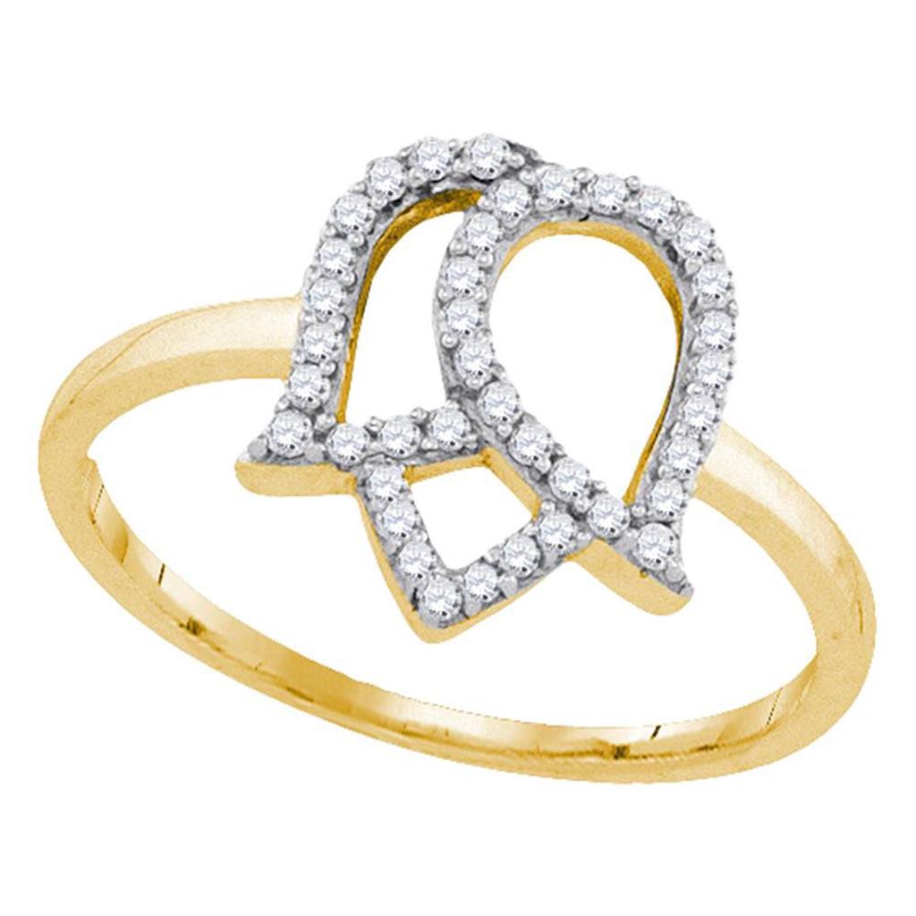 10k Yellow Gold Round Diamond Tulip Flower Cluster Ring 1/5 Cttw