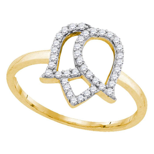 10k Yellow Gold Round Diamond Tulip Flower Cluster Ring 1/5 Cttw