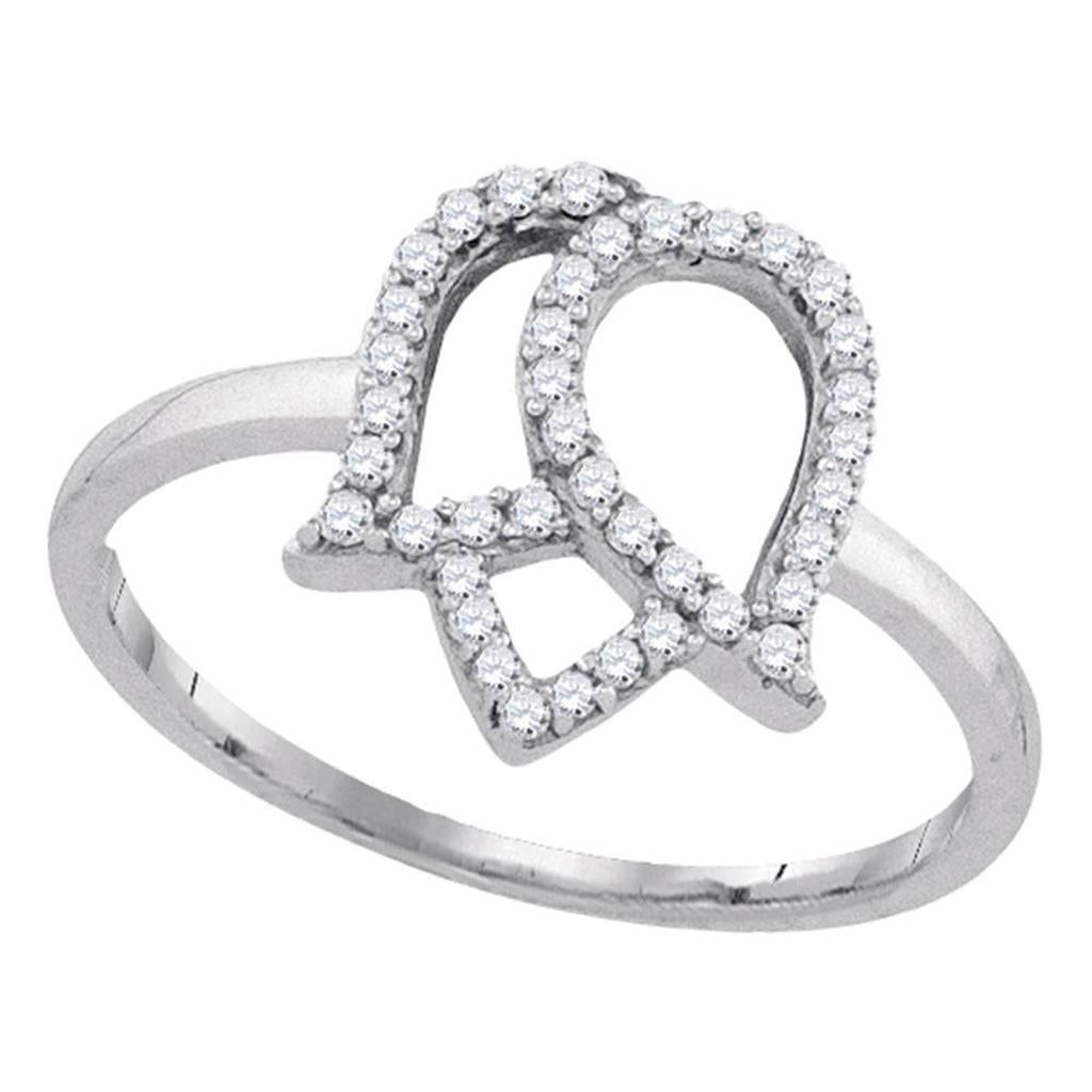 14k White Gold Round Diamond Tulip Flower Cluster Ring 1/5 Cttw
