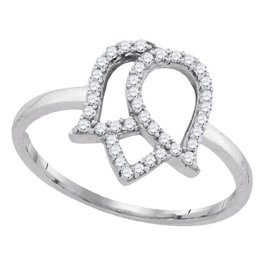 14k White Gold Round Diamond Tulip Flower Cluster Ring 1/5 Cttw