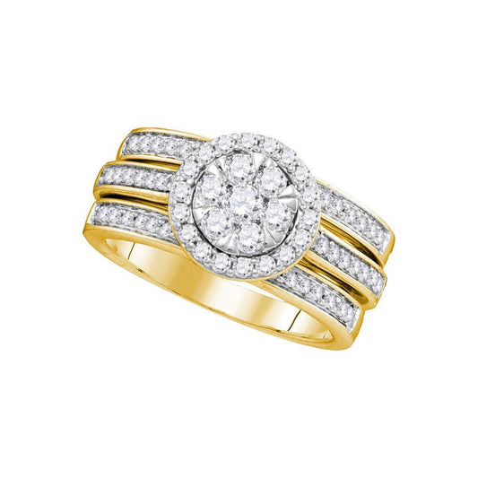 14k Yellow Gold Diamond Bridal Wedding Ring Set 1 Cttw