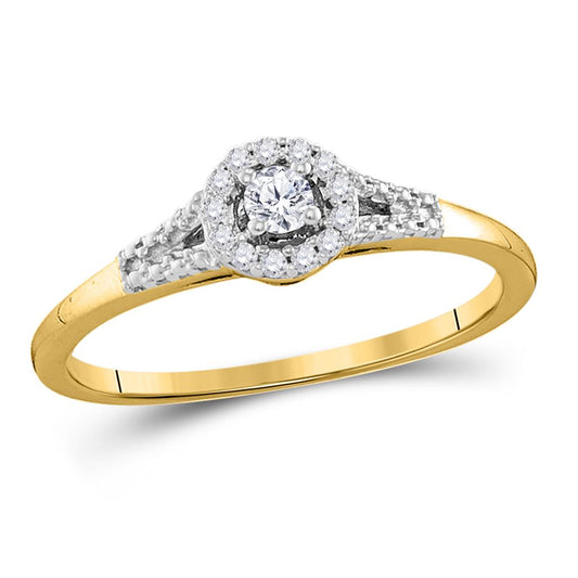 10k Yellow Gold Round Diamond Solitaire Promise Ring 1/8 Cttw