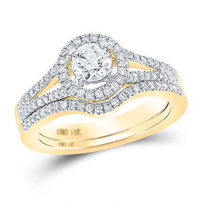 14k Yellow Gold Round Diamond Bridal Wedding Ring Set 1 Cttw (Certified)