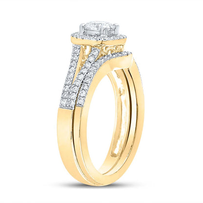 14k Yellow Gold Round Diamond Bridal Wedding Ring Set 1 Cttw (Certified)