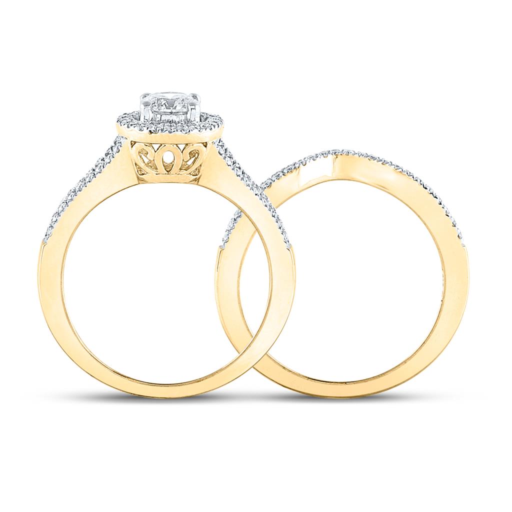 14k Yellow Gold Round Diamond Bridal Wedding Ring Set 1 Cttw (Certified)