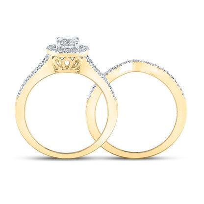 14k Yellow Gold Round Diamond Bridal Wedding Ring Set 1 Cttw (Certified)