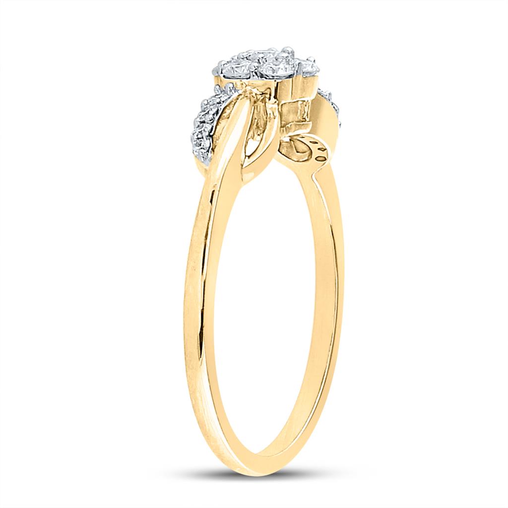 10k Yellow Gold Round Diamond Flower Cluster Infinity Ring 1/4 Cttw