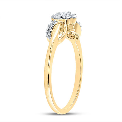 10k Yellow Gold Round Diamond Flower Cluster Infinity Ring 1/4 Cttw